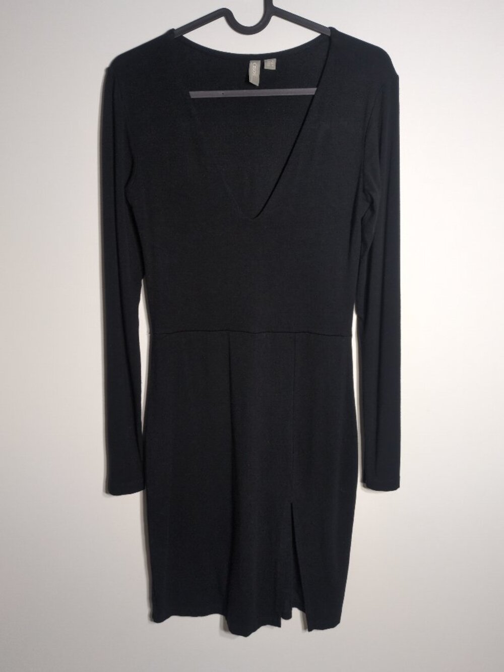 Asos Little Black Dress Size 4 LBD V Neck Lined Pencil Skirt Long Sleeve